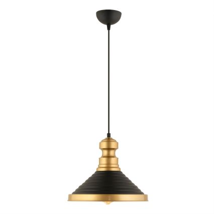 Luster na lanku MONZA 1xE27/40W/230V pr. 30 cm čierna/zlatá