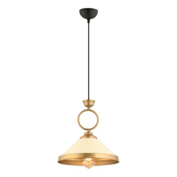 Luster na lanku MONZA 1xE27/40W/230V pr. 30 cm krémový/bronzový