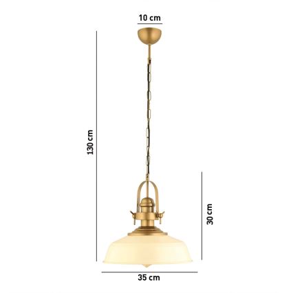 Luster na lanku MONZA 1xE27/40W/230V pr. 35 cm krémová/bronzová