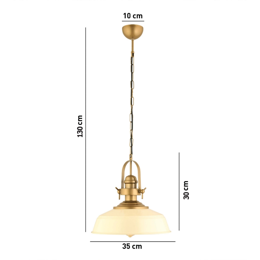 Luster na lanku MONZA 1xE27/40W/230V pr. 35 cm krémová/bronzová