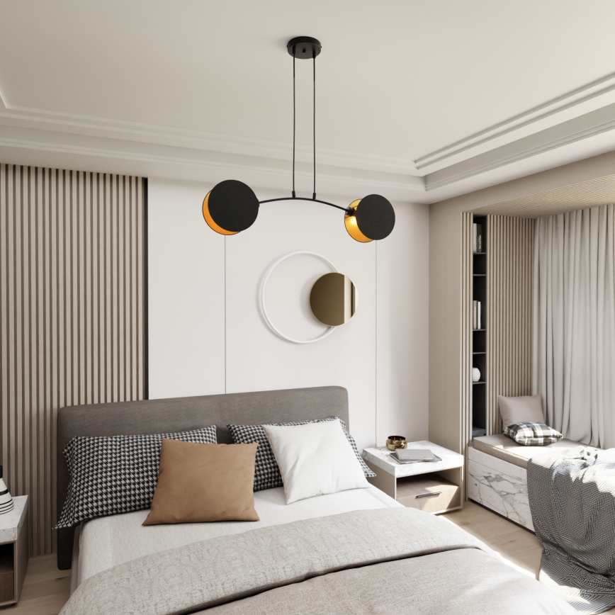 Luster na lanku MOTIF 2xE27/15W/230V čierna