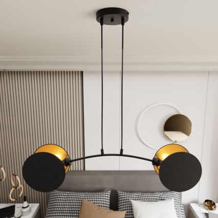 Luster na lanku MOTIF 2xE27/15W/230V čierna