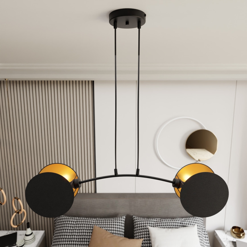 Luster na lanku MOTIF 2xE27/15W/230V čierna