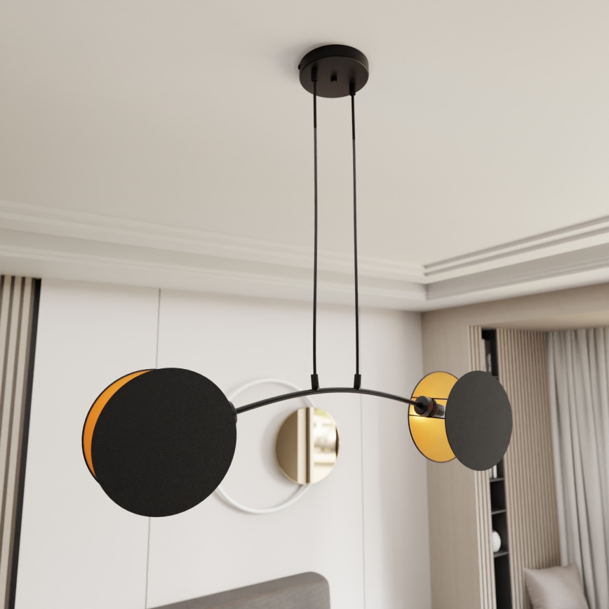 Luster na lanku MOTIF 2xE27/15W/230V čierna