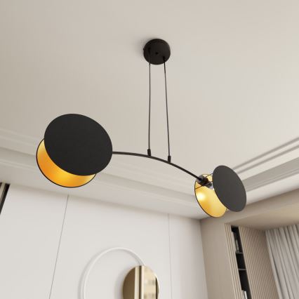 Luster na lanku MOTIF 2xE27/15W/230V čierna