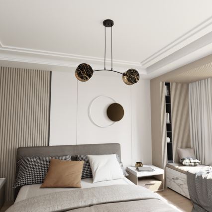 Luster na lanku MOTIF 2xE27/15W/230V čierna/zlatá