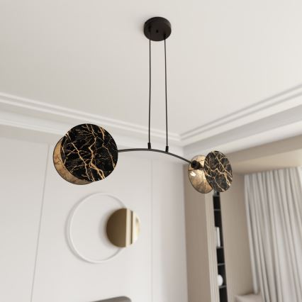 Luster na lanku MOTIF 2xE27/15W/230V čierna/zlatá