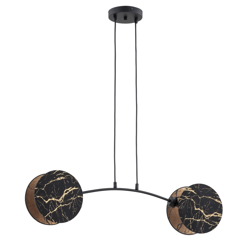 Luster na lanku MOTIF 2xE27/15W/230V čierna/zlatá