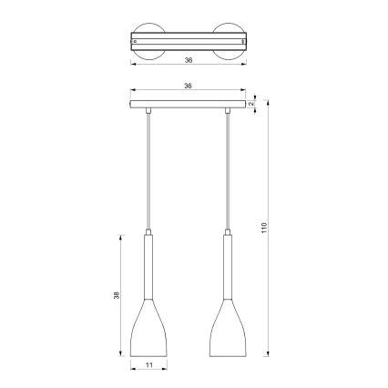 Luster na lanku MUZA 2xE27/60W/230V