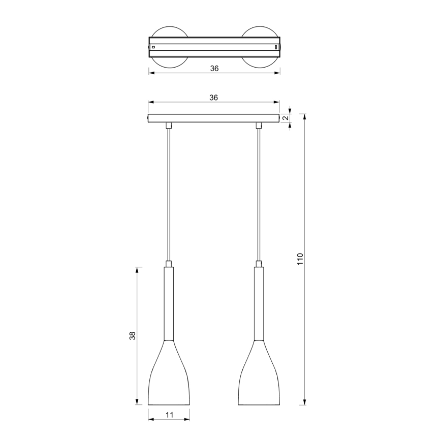 Luster na lanku MUZA 2xE27/60W/230V