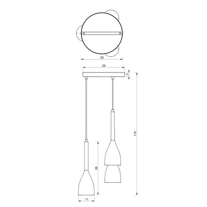 Luster na lanku MUZA NEW 3xE27/60W/230V buk/biela
