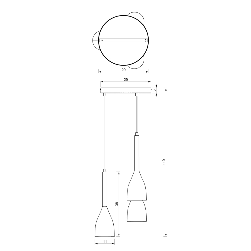Luster na lanku MUZA NEW 3xE27/60W/230V buk/biela
