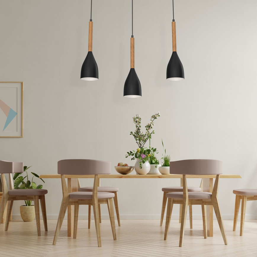 Luster na lanku MUZA NEW 3xE27/60W/230V čierna