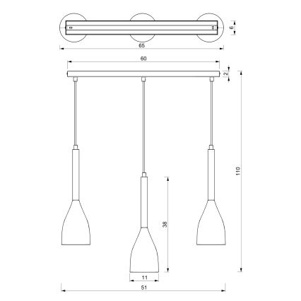 Luster na lanku MUZA NEW 3xE27/60W/230V čierna