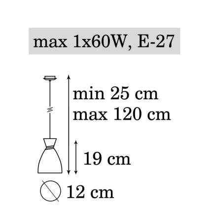 Luster na lanku NAOMI 1xE27/60W/230V