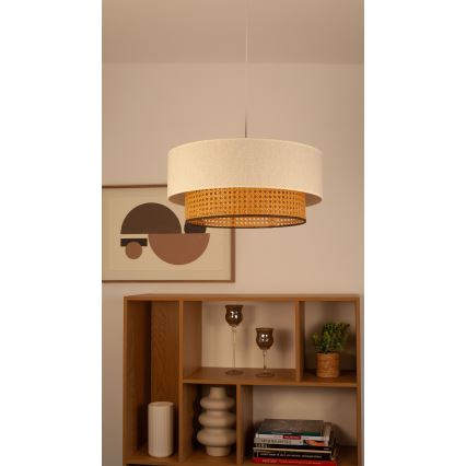 Luster na lanku NATIA 1xE27/60W/230V biela/hnedá