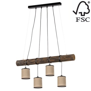 Luster na lanku NEGRO 4xE27/25W/230V borovica – FSC certifikované