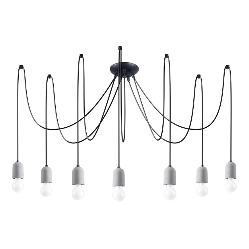 Luster na lanku NESO 7xE27/15W/230V pavúk betón