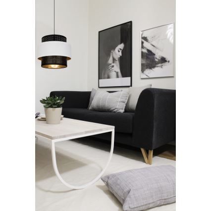 Luster na lanku NESS 1xE27/60W/230V čierna/biela