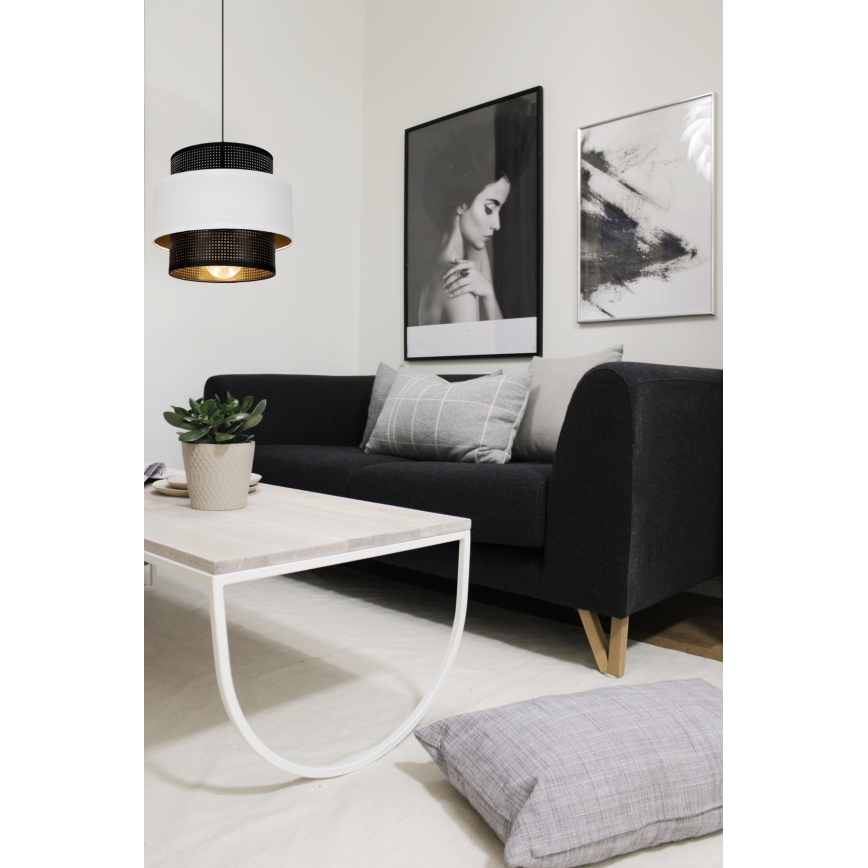 Luster na lanku NESS 1xE27/60W/230V čierna/biela