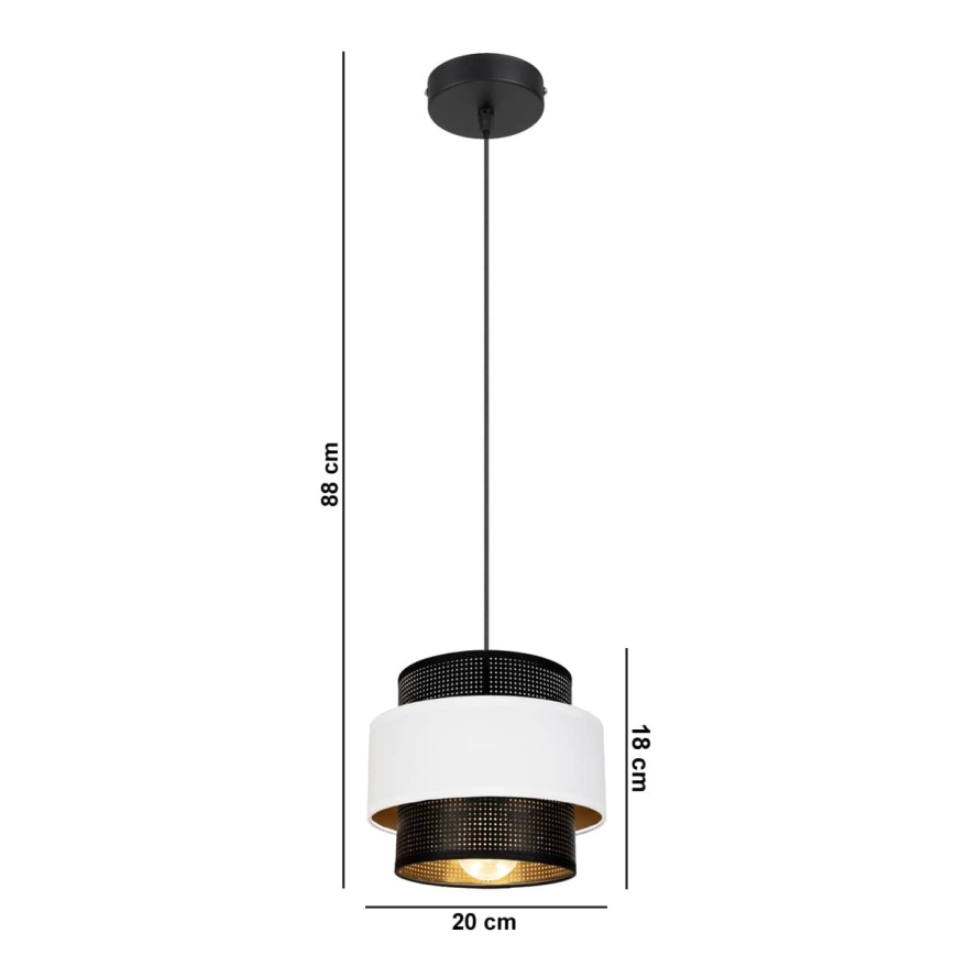 Luster na lanku NESS 1xE27/60W/230V čierna/biela