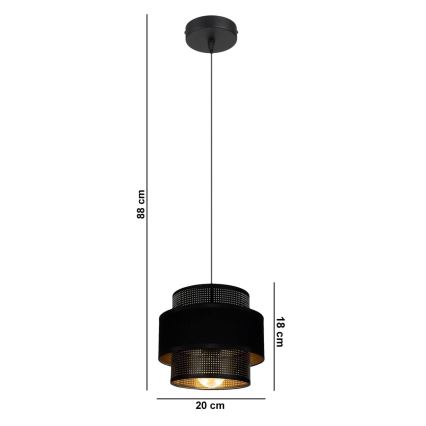 Luster na lanku NESS 1xE27/60W/230V čierna