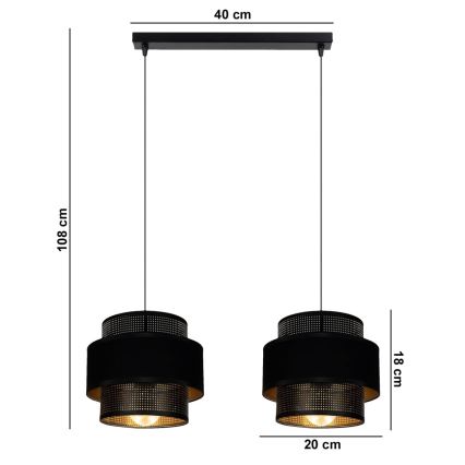 Luster na lanku NESS 2xE27/60W/230V čierna