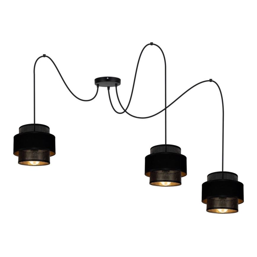 Luster na lanku NESS 3xE27/60W/230V pavúk čierna