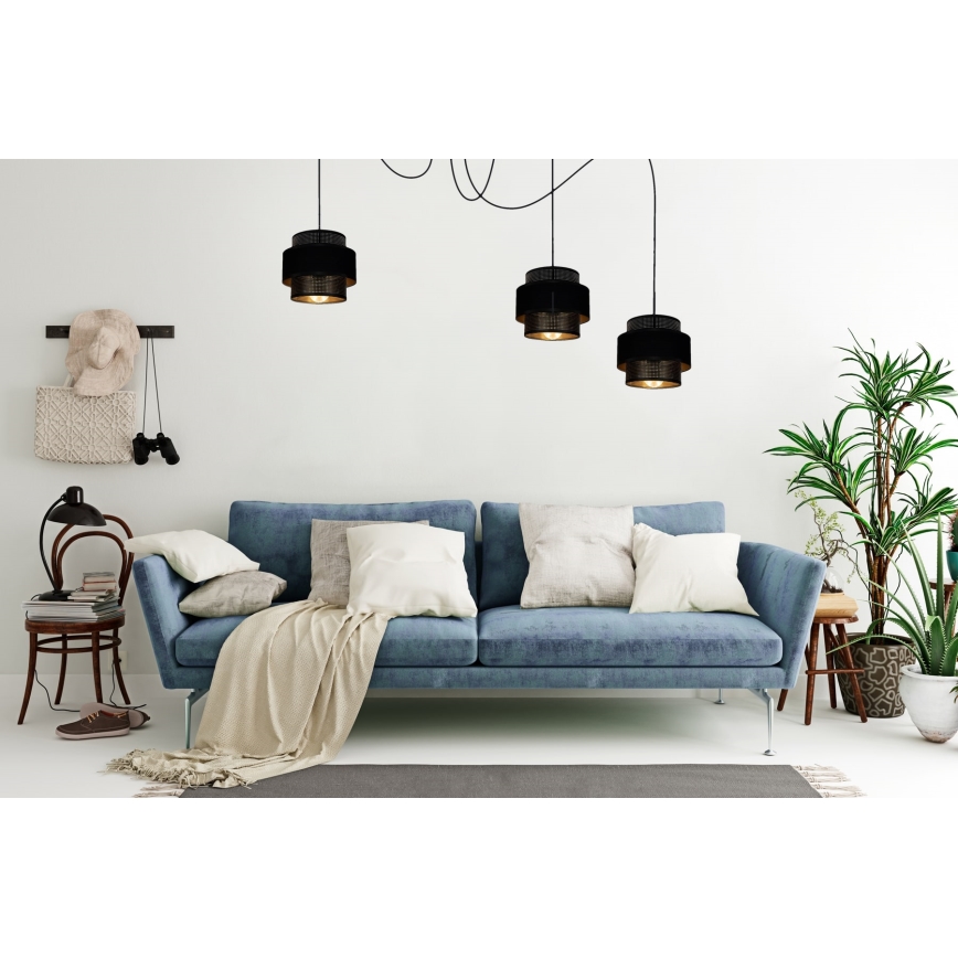 Luster na lanku NESS 3xE27/60W/230V pavúk čierna