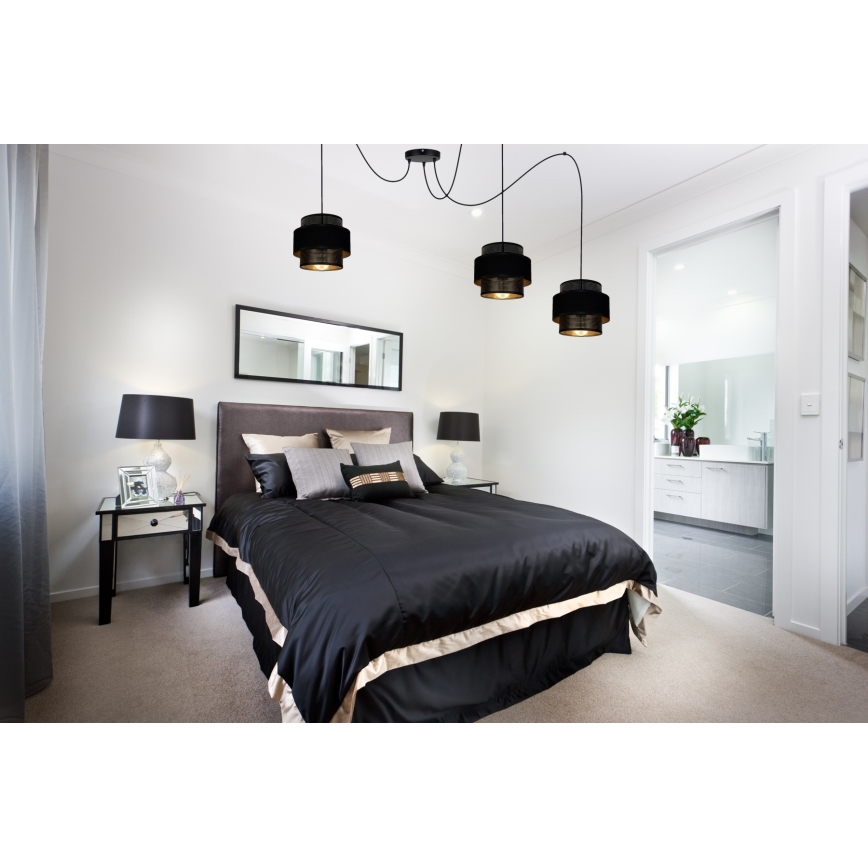 Luster na lanku NESS 3xE27/60W/230V pavúk čierna