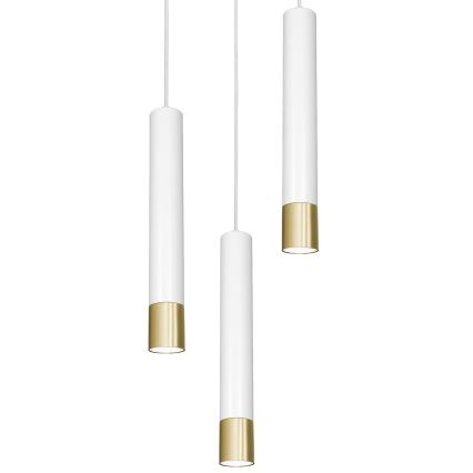 Luster na lanku NEST 3xGU10/8W/230V biela/zlatá okrúhly