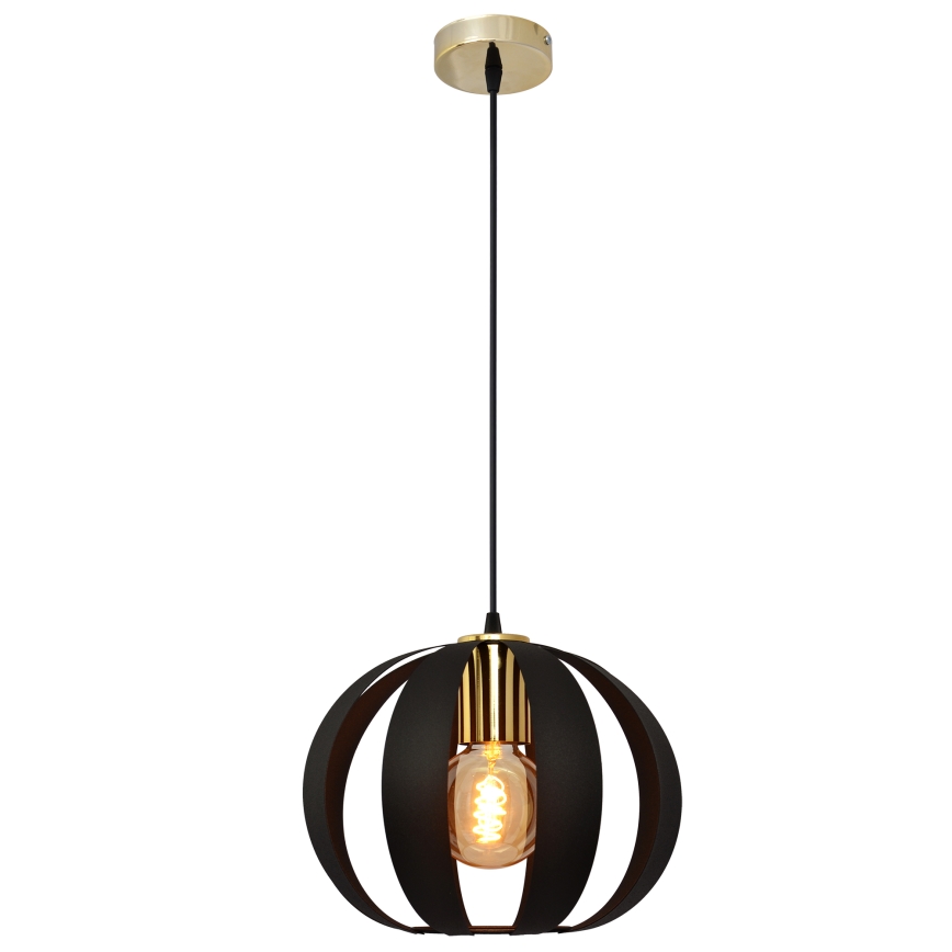 Luster na lanku NEWTON 1xE27/15W/230V čierna/zlatá