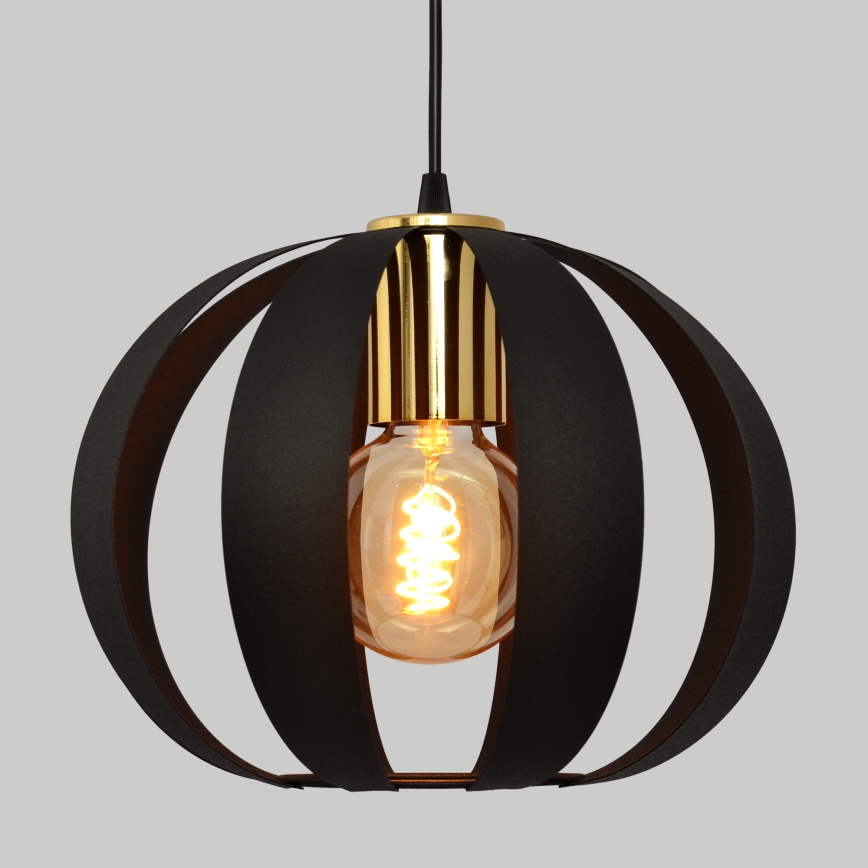Luster na lanku NEWTON 1xE27/15W/230V čierna/zlatá