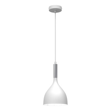 Luster na lanku NOAK 1xE27/15W/230V biela/lesklý chróm