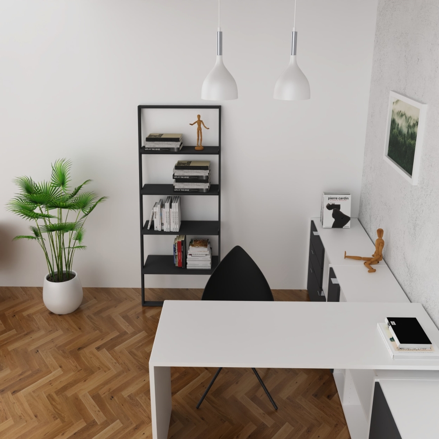 Luster na lanku NOAK 2xE27/15W/230V biela/lesklý chróm