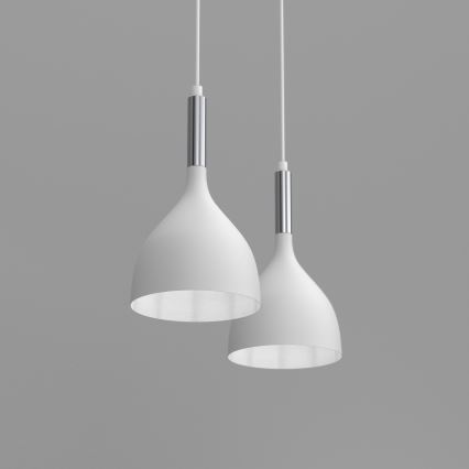 Luster na lanku NOAK 2xE27/15W/230V biela/lesklý chróm