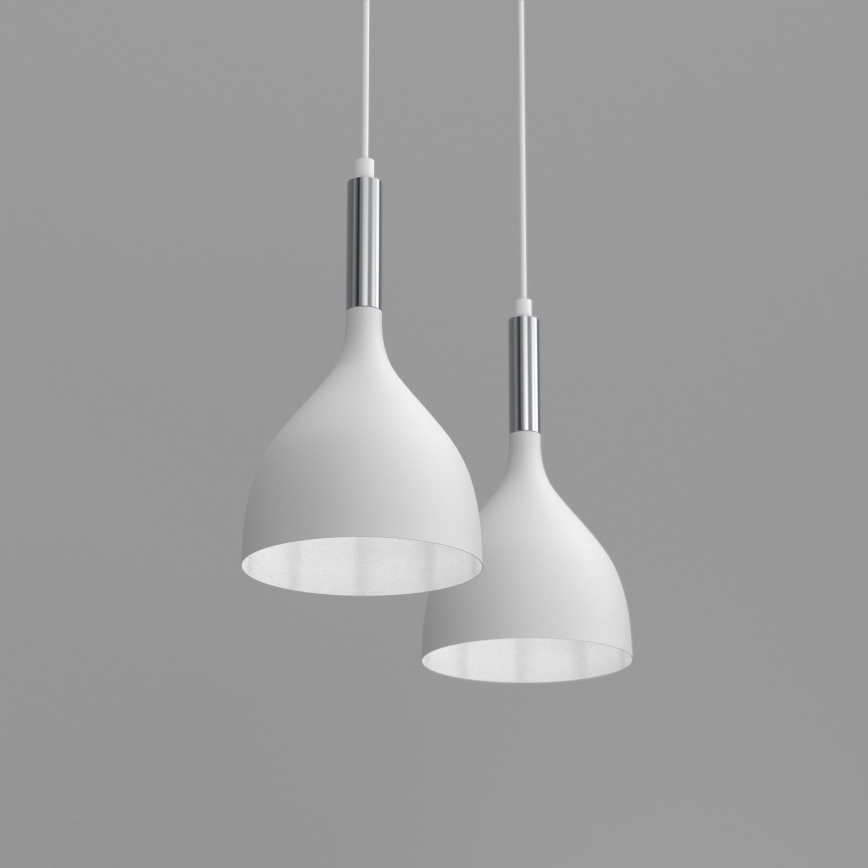Luster na lanku NOAK 2xE27/15W/230V biela/lesklý chróm