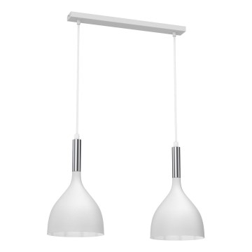 Luster na lanku NOAK 2xE27/15W/230V biela/lesklý chróm