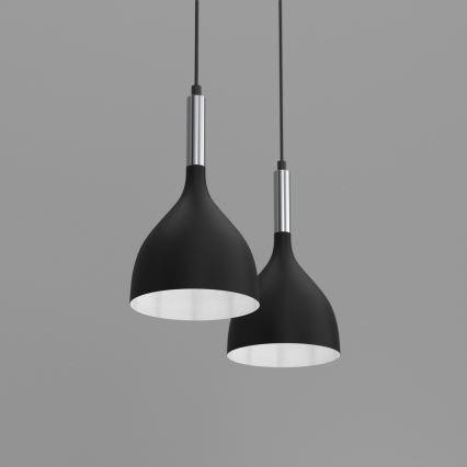 Luster na lanku NOAK 2xE27/15W/230V čierna/lesklý chróm