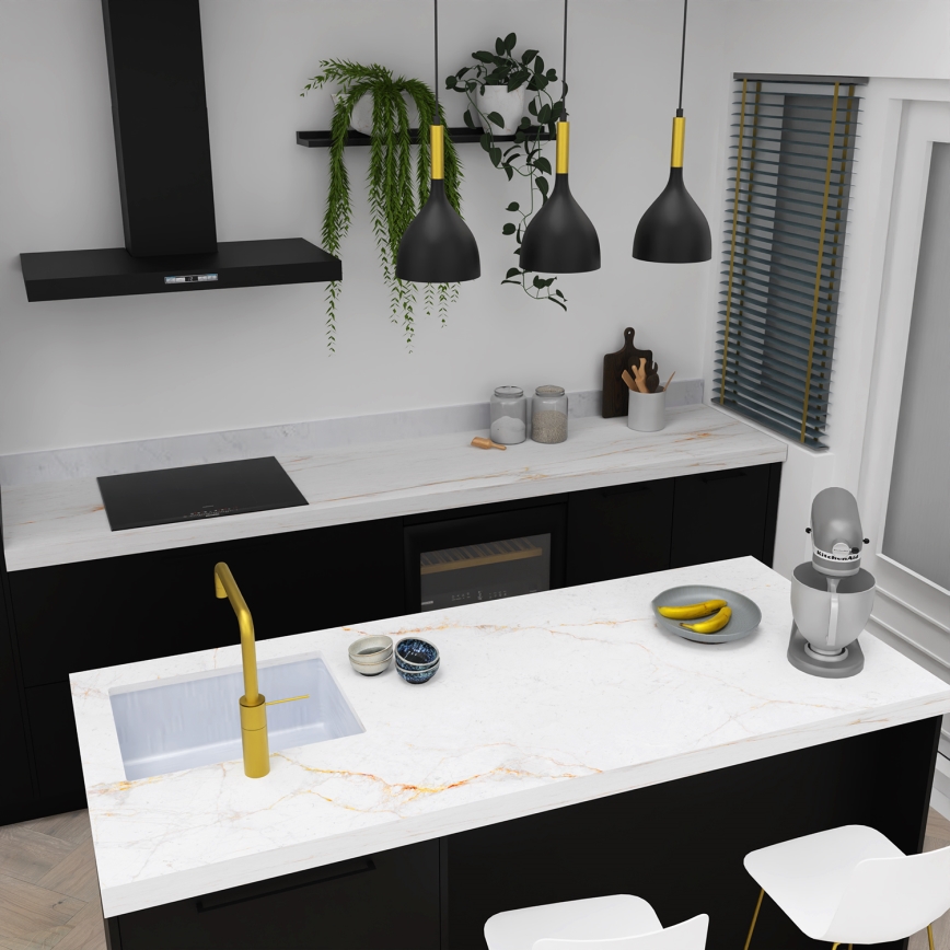 Luster na lanku NOAK 3xE27/15W/230V čierna/zlatá