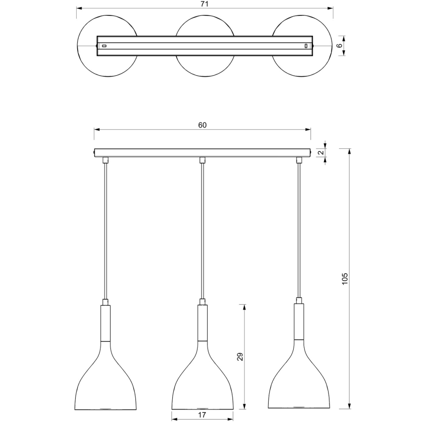 Luster na lanku NOAK 3xE27/15W/230V čierna/zlatá