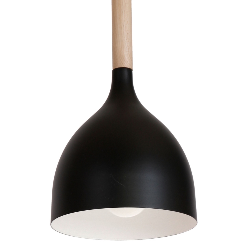 Luster na lanku NOAK WOOD 1xE27/15W/230V čierna/buk