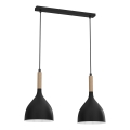 Luster na lanku NOAK WOOD 2xE27/15W/230V čierna/buk