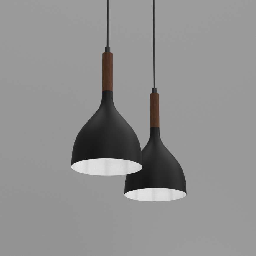 Luster na lanku NOAK WOOD 2xE27/15W/230V čierna/buk