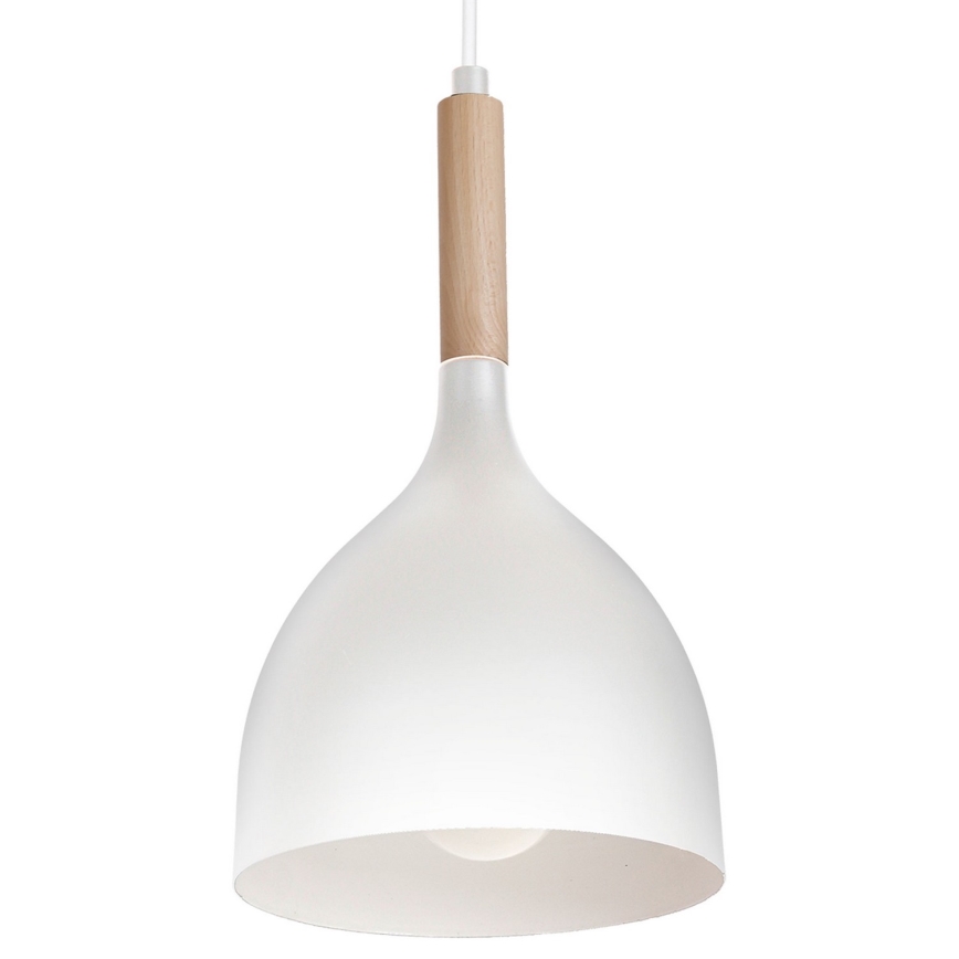 Luster na lanku NOAK WOOD 3xE27/15W/230V biela/buk