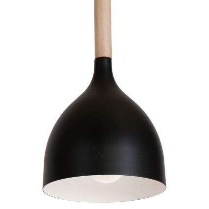 Luster na lanku NOAK WOOD 3xE27/15W/230V čierna/buk