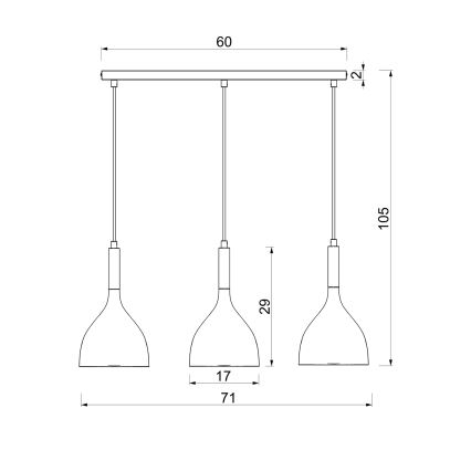 Luster na lanku NOAK WOOD 3xE27/15W/230V čierna/buk