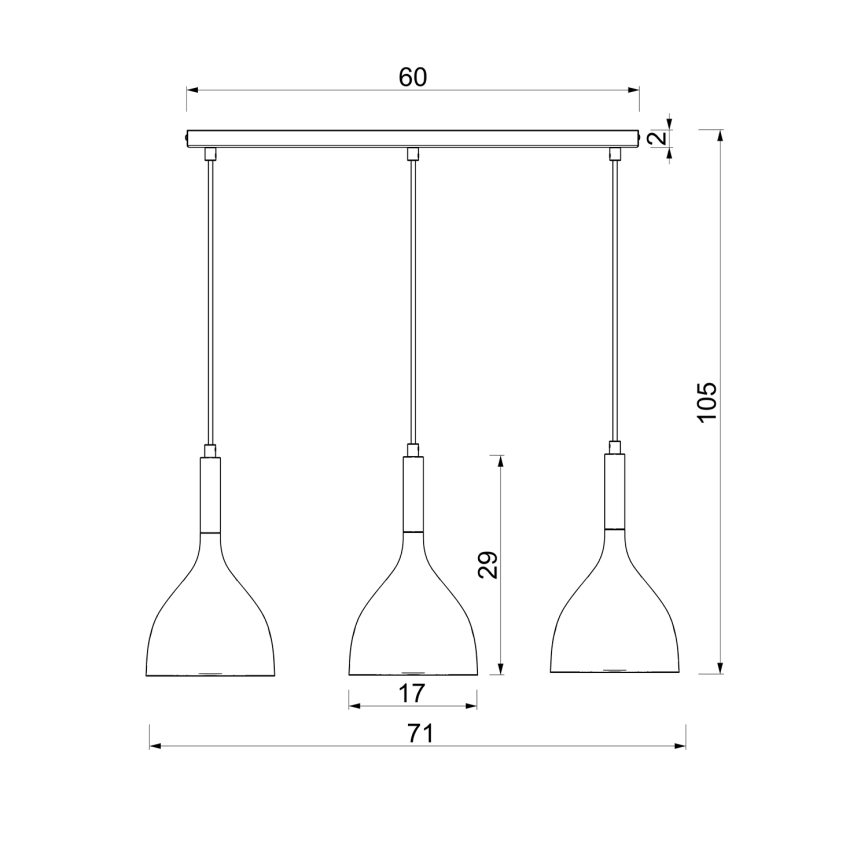 Luster na lanku NOAK WOOD 3xE27/15W/230V čierna/buk