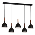 Luster na lanku NOAK WOOD 5xE27/15W/230V čierna/buk