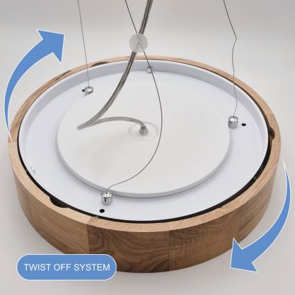 Luster na lanku OAK 3xE27/60W/230V dub ø 47,5 cm - FSC certifikované